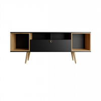 Manhattan Comfort 222552 Theodore 62.99 TV Stand with 6 Shelves in Black and Cinnamon